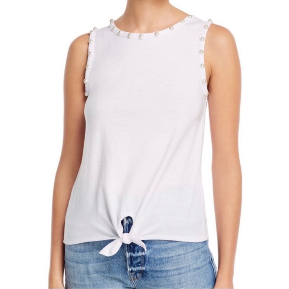Generation Love pearl accents tank top in white 🤍